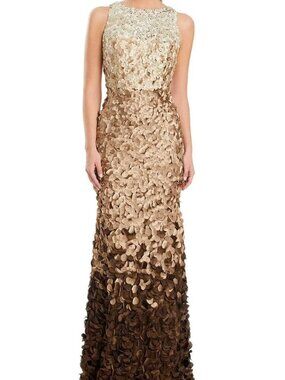NWT Alexander by Daymor 3062S25 Ombre Evening Dress Fros Mocha Multi Size 6